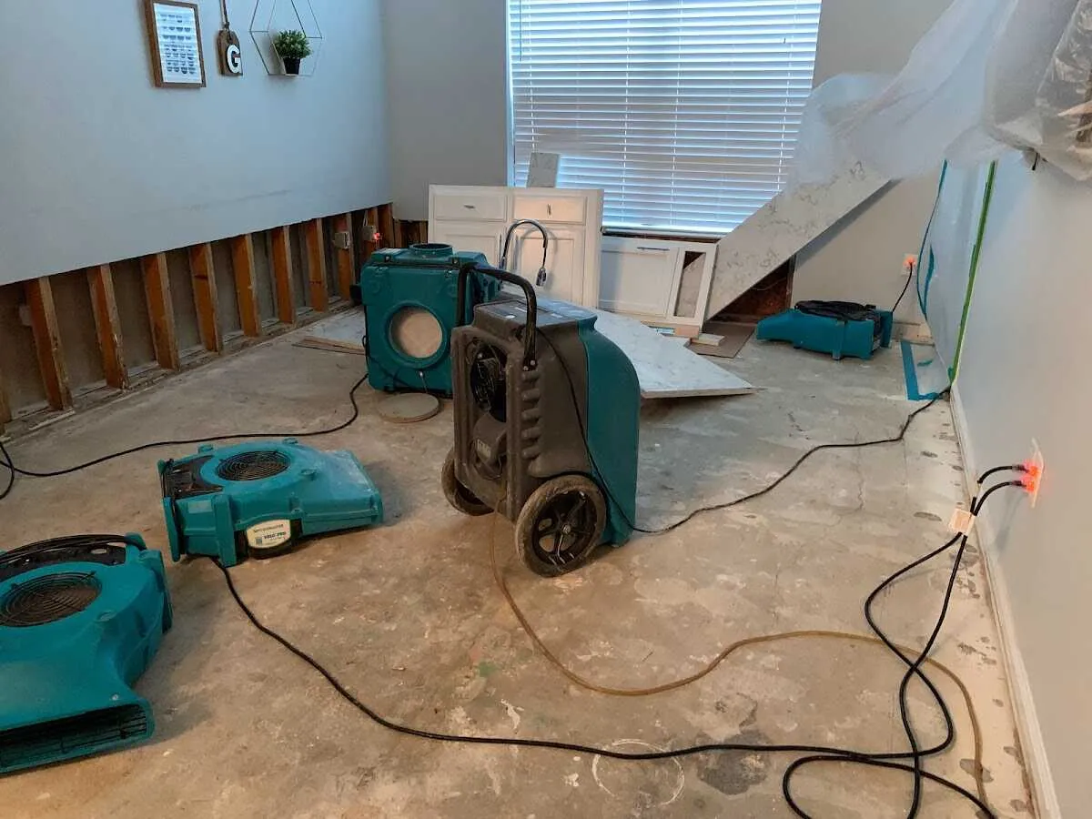 Dehumidifier in flood-cut room for Water Extraction & Removal in Brownsville